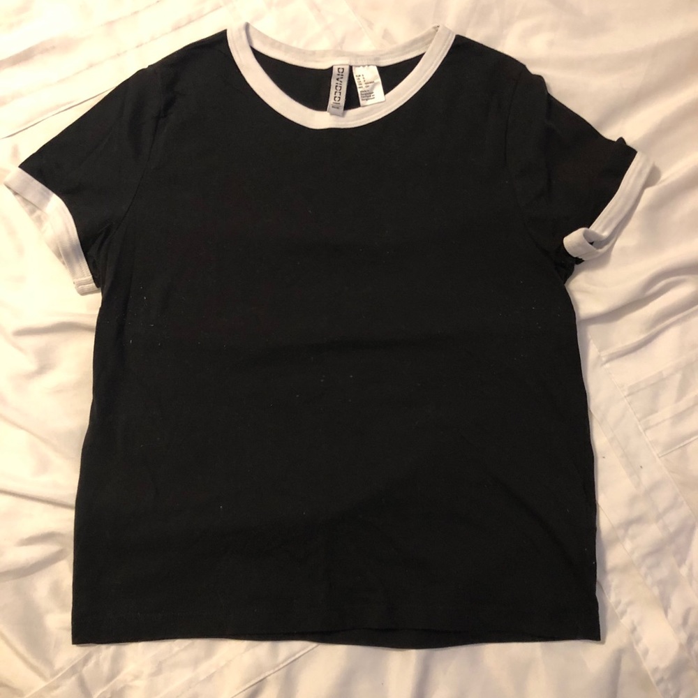 Black and white ringer tee